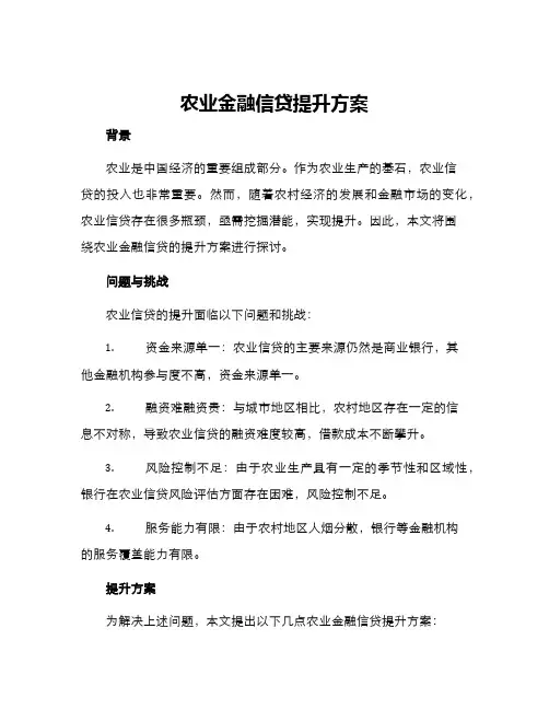 农业金融信贷提升方案