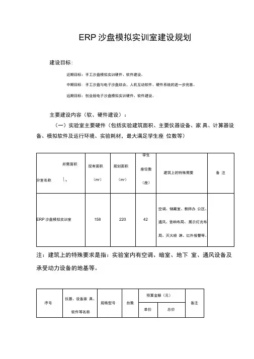 ERP模拟实训室建设规划