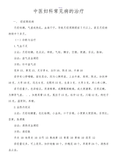 中医妇科常见病诊治规范方案