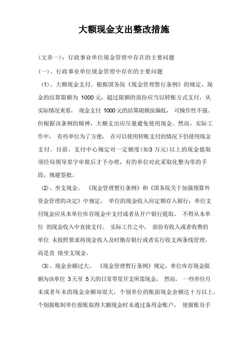 大额现金支出整改措施