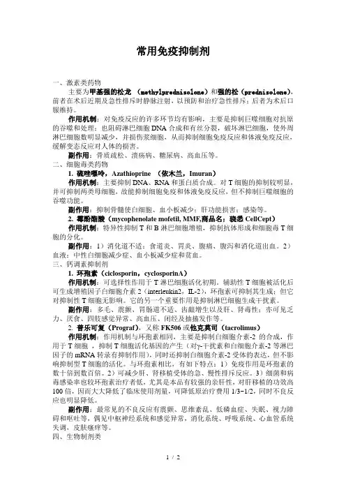 常用免疫抑制剂