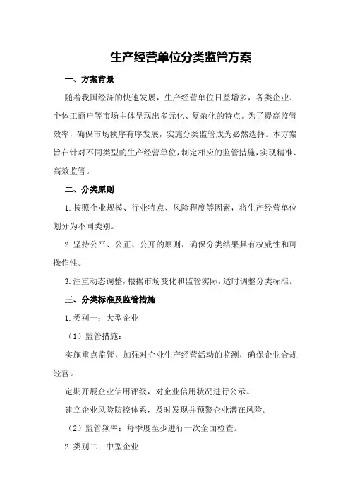 生产经营单位分类监管方案