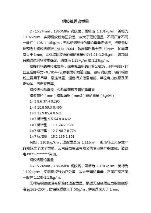 钢绞线理论重量