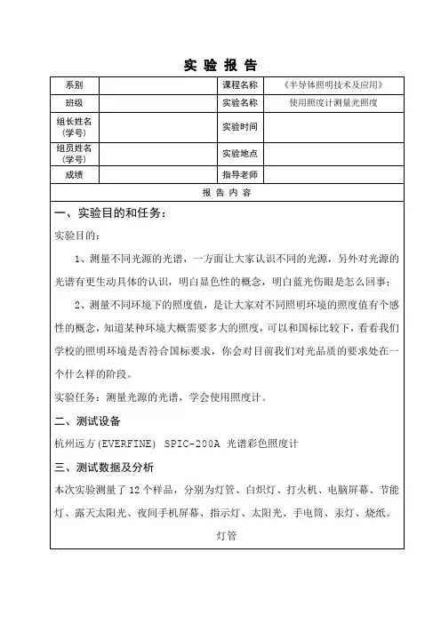 使用照度计测量光照度