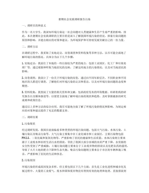 暑期社会实践调研报告污染