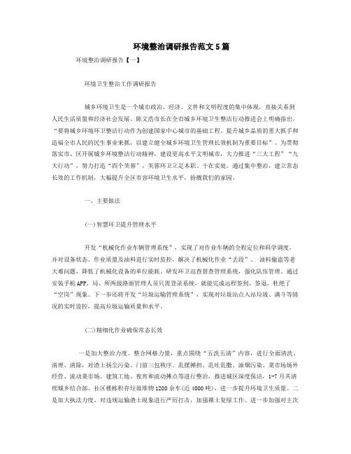 环境整治调研报告范文5篇