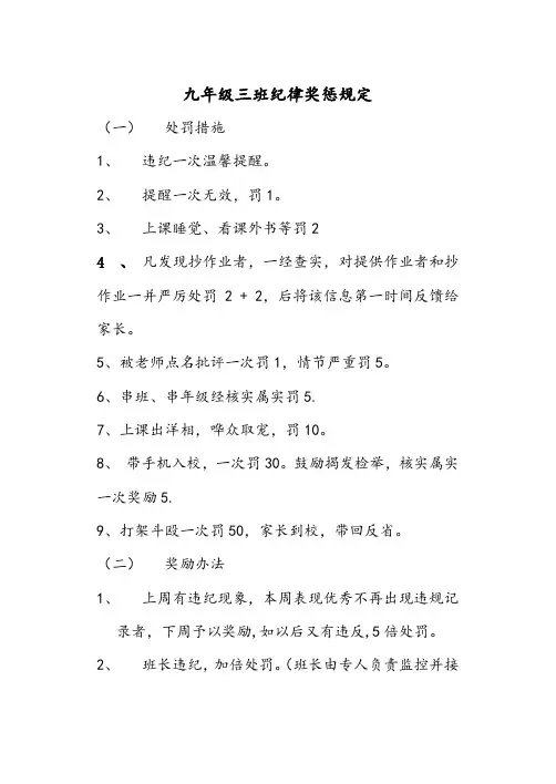 九年级三班班级纪律管理规定 (2)