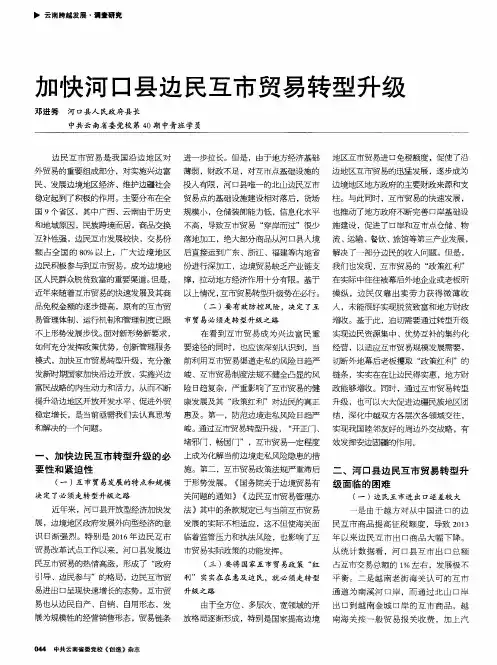 加快河口县边民互市贸易转型升级