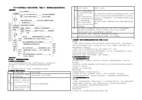 +专题21：唯物辩证法的实质与核心导学案 高考政治一轮复习人教版必修四生活与哲学