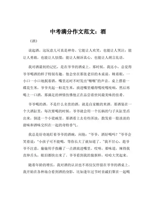 中考满分作文范文：酒