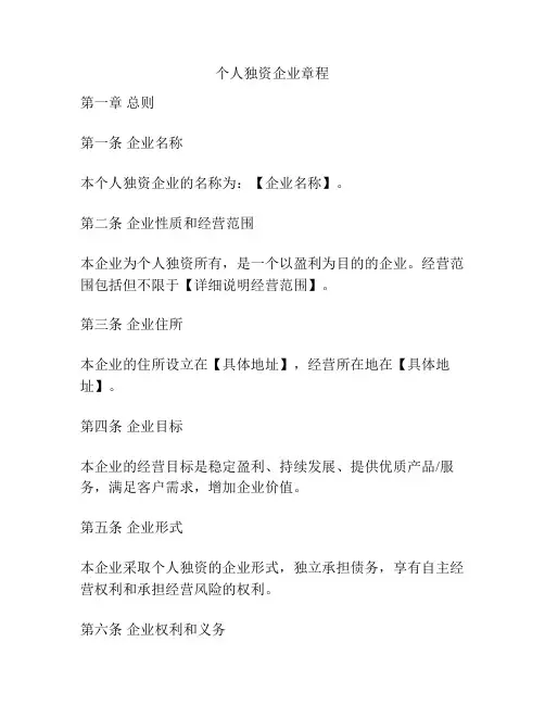 个人独资企业章程
