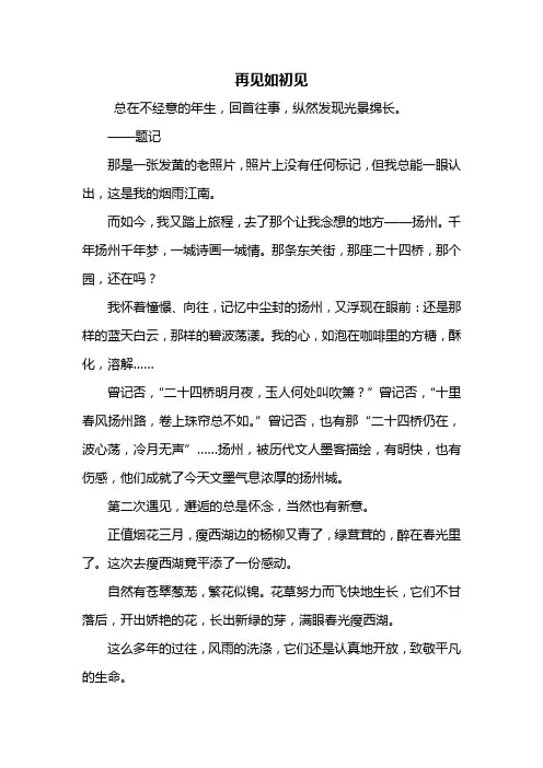 初一作文：再见如初见作文800字
