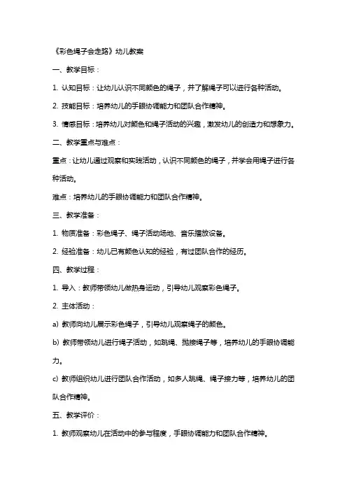 《彩色绳子会走路》幼儿教案
