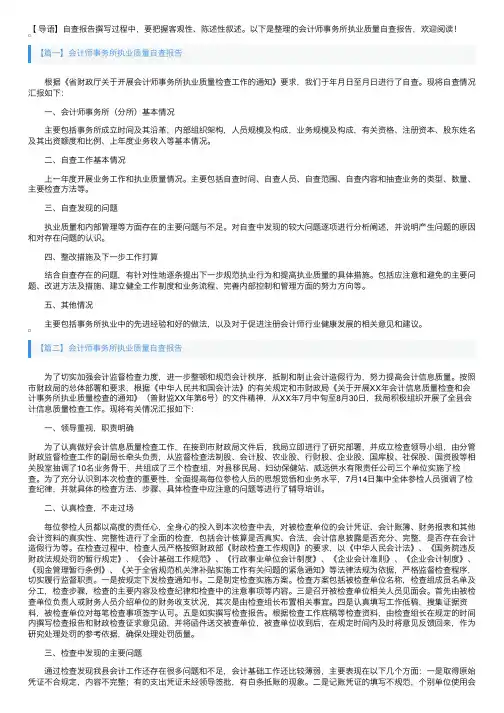 会计师事务所执业质量自查报告