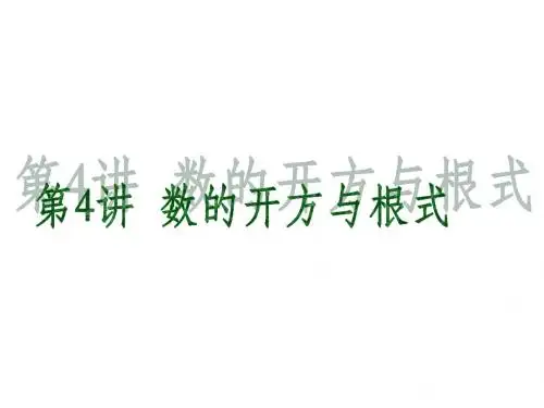 新北师大版九年级数学中考复习第4讲：数的开方与根式课件