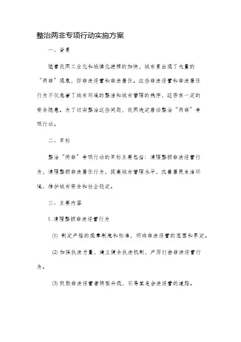 整治两非专项行动实施方案