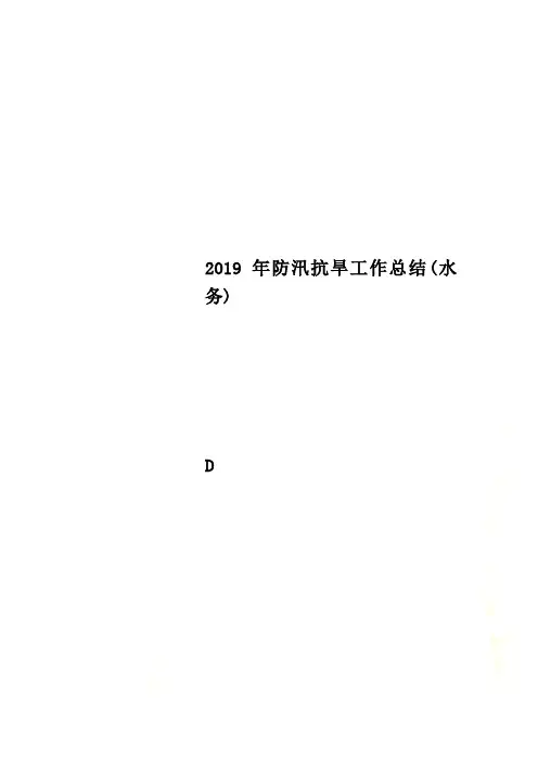 2019年防汛抗旱工作总结(水务)