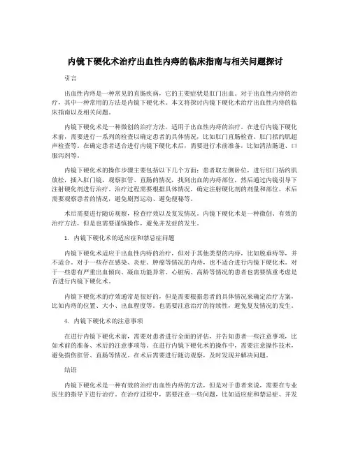 内镜下硬化术治疗出血性内痔的临床指南与相关问题探讨