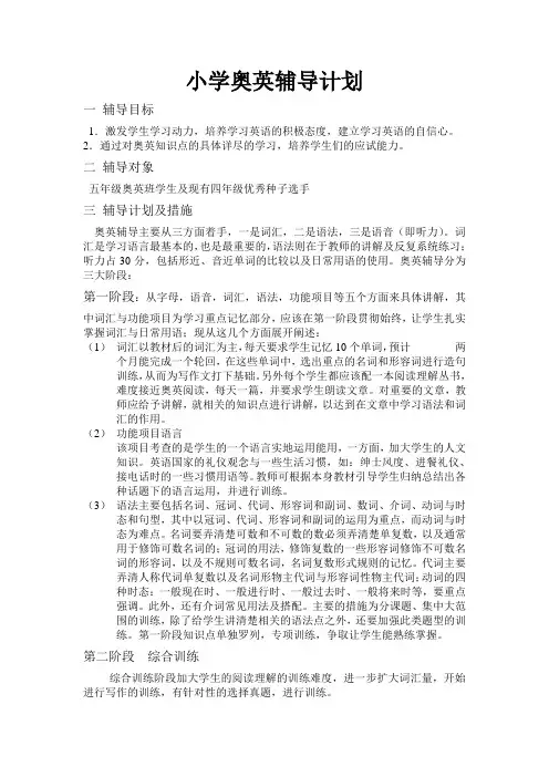 小学奥英辅导计划
