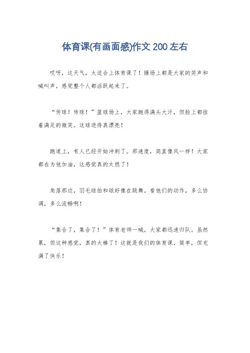 体育课(有画面感)作文200左右