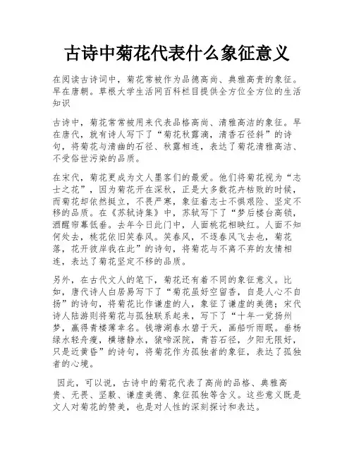 古诗中菊花代表什么象征意义