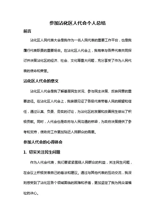 参加沾化区人代会个人总结