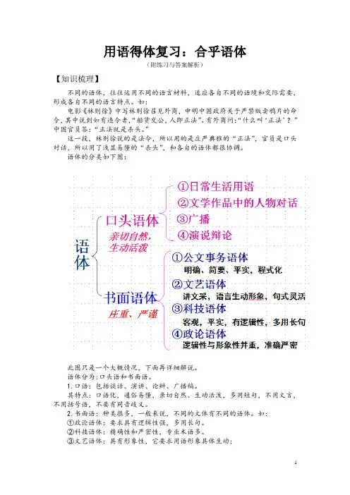 用语得体复习：合乎语体(附练习与答案解析)