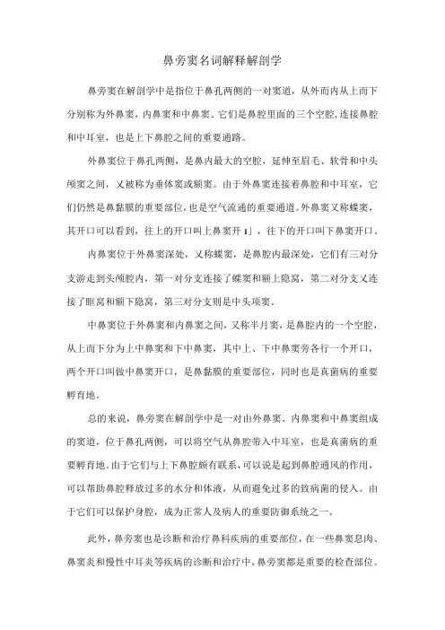 鼻旁窦名词解释解剖学