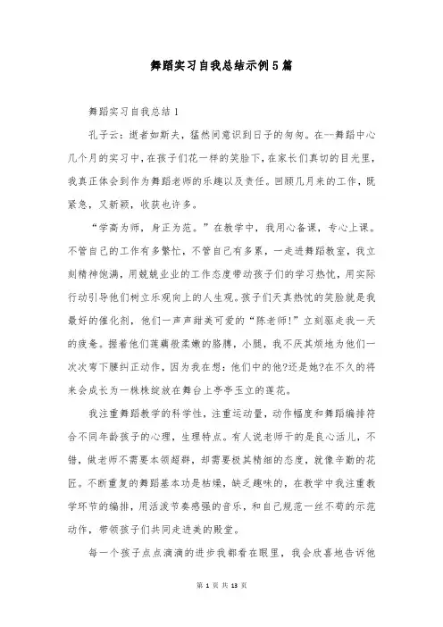 舞蹈实习自我总结示例5篇