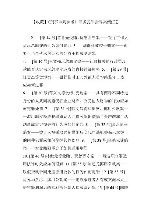 【收藏】《刑事审判参考》职务犯罪指导案例汇总
