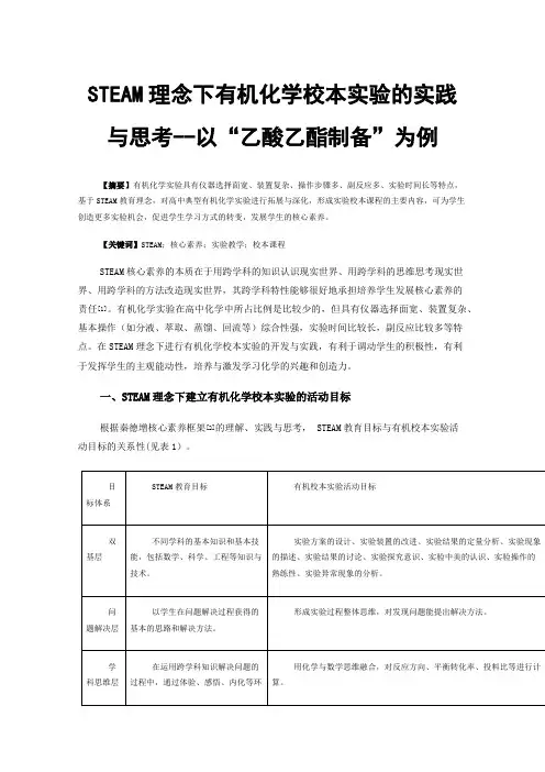 STEAM理念下有机化学校本实验的实践与思考--以“乙酸乙酯制备”为例