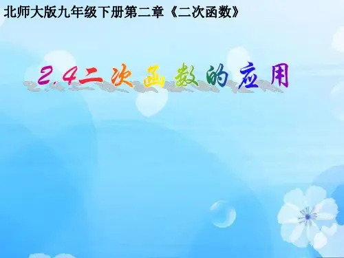 北师大版九年级下册第二章《二次函数》2.4二次函数的应用(共19张PPT)