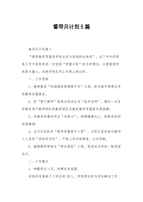 督导月计划5篇