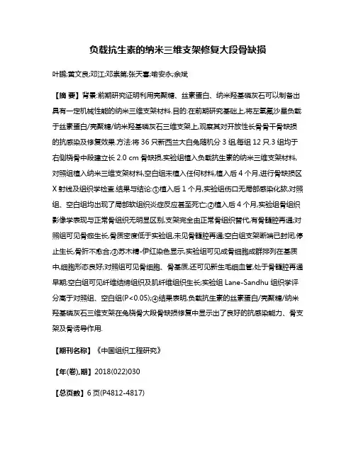 负载抗生素的纳米三维支架修复大段骨缺损