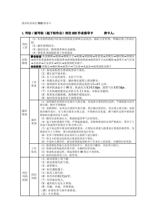 岗位作业指导卡