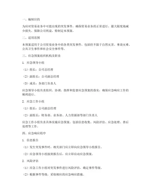 贸易业务应急预案