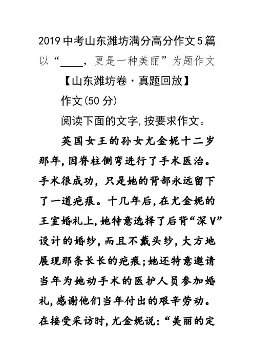 2019中考山东潍坊满分高分作文5篇