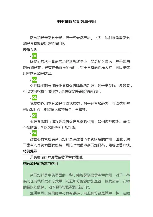 刺五加籽的功效与作用