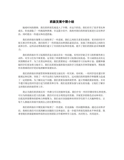 班级发展中期小结