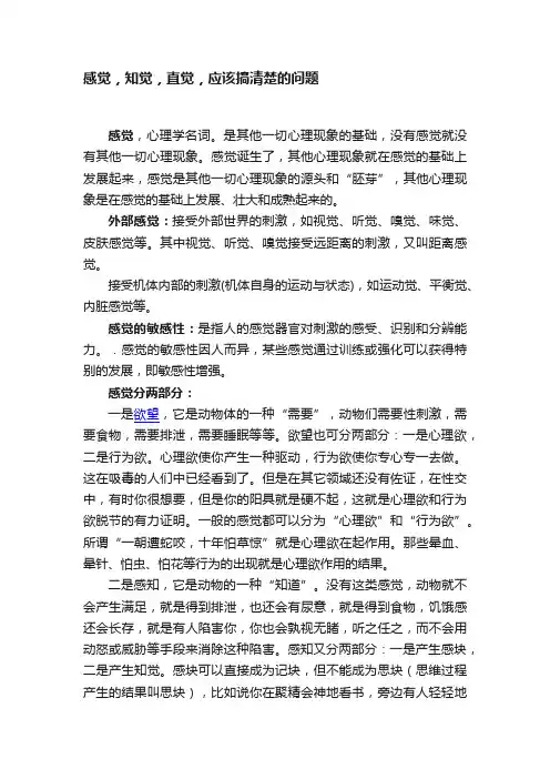 感觉，知觉，直觉，应该搞清楚的问题