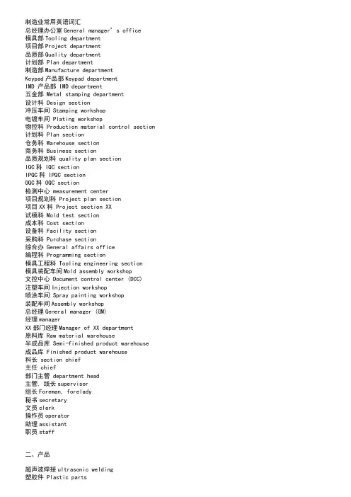工厂常用英语