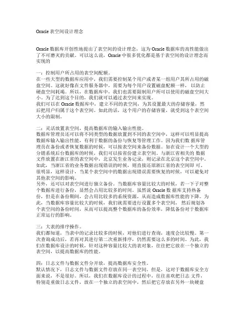 Oracle表空间设计理念
