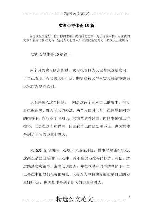 实训心得体会10篇