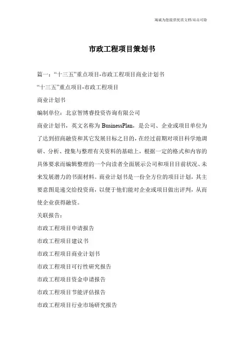 市政工程项目策划书