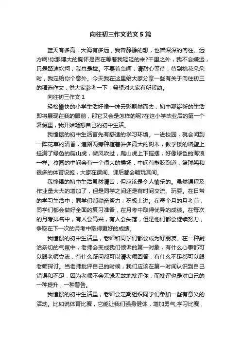 向往初三作文范文5篇