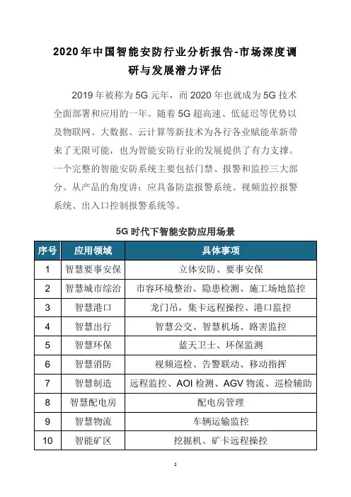 2020年中国智能安防行业分析报告-市场深度调研与发展潜力评估