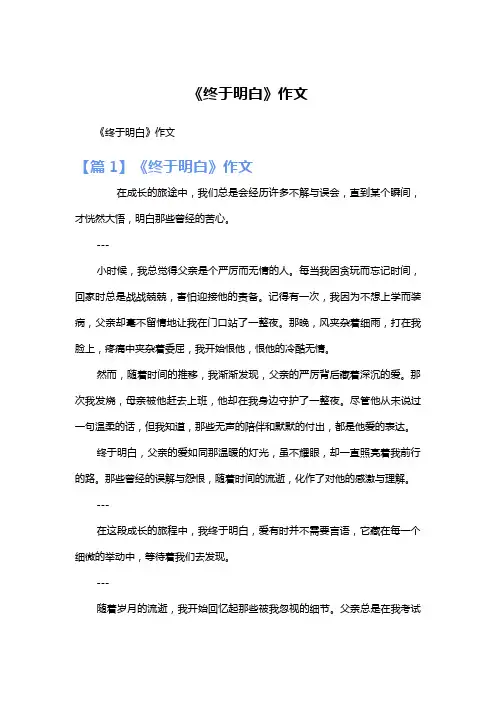《终于明白》作文