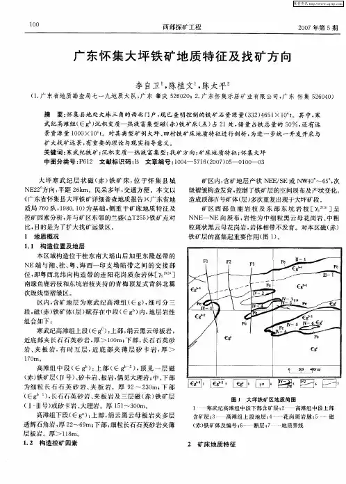广东怀集大坪铁矿地质特征及找矿方向