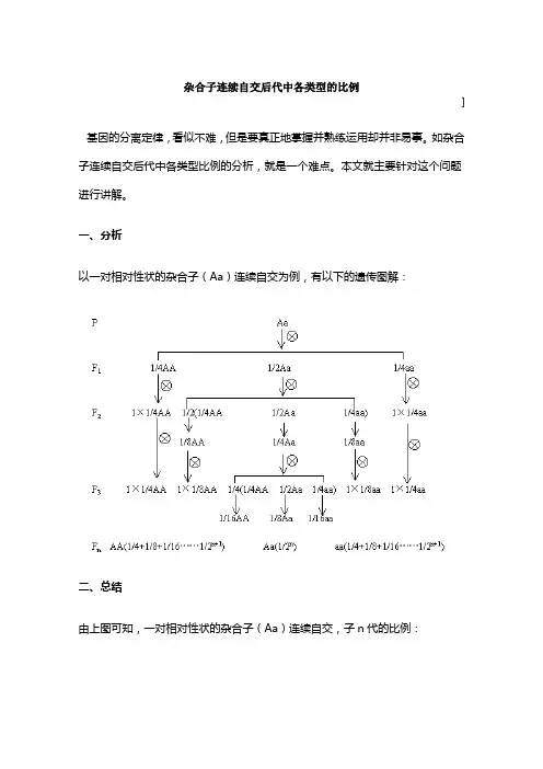 杂合子连续自交后代中各类型的比例