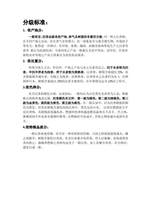 沉香的分级标准